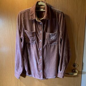 Altar'd State Floral Lined Velvet Shirt -Size M